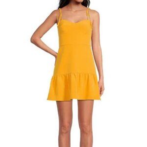 Gianni Bini Elena Ruffle Dress Size 6 Tuscany Flounce Hem Mustard Yellow New